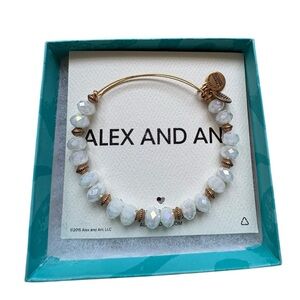 Alex and Ani White and Gold Beaded Bangle Bracelet New in Box